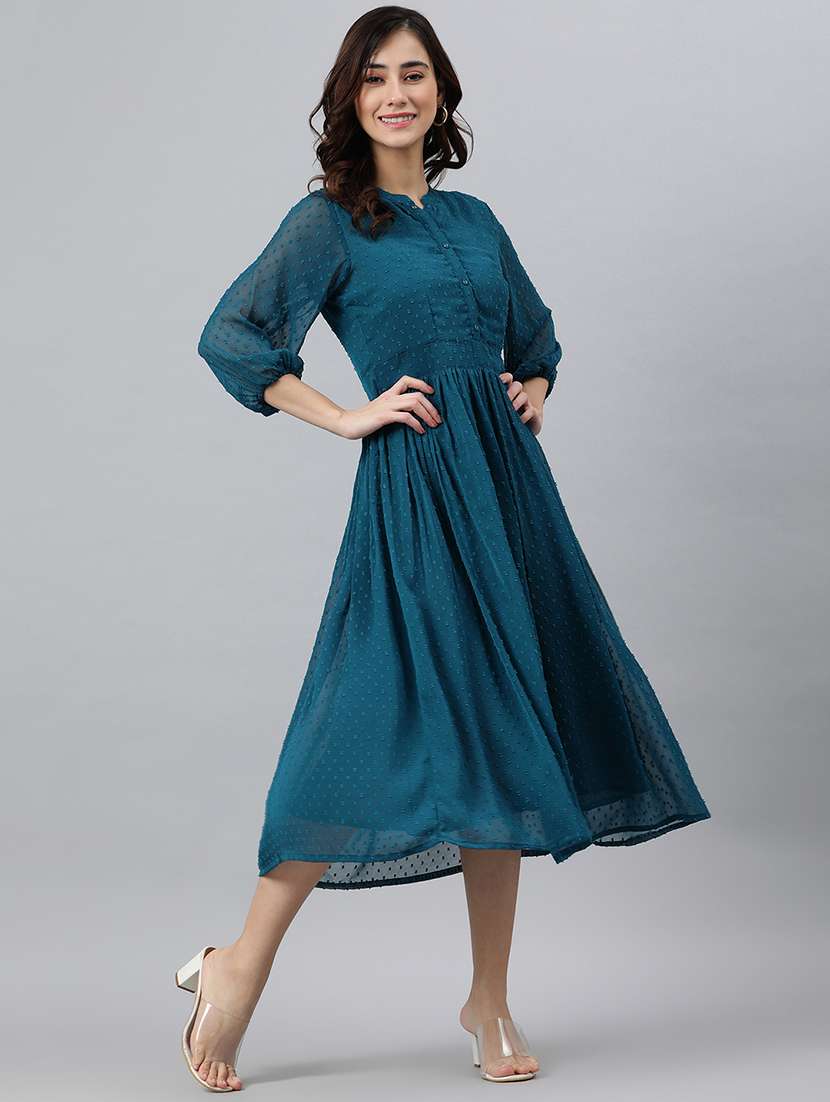 Women's Fit & Flare Self Design Dress