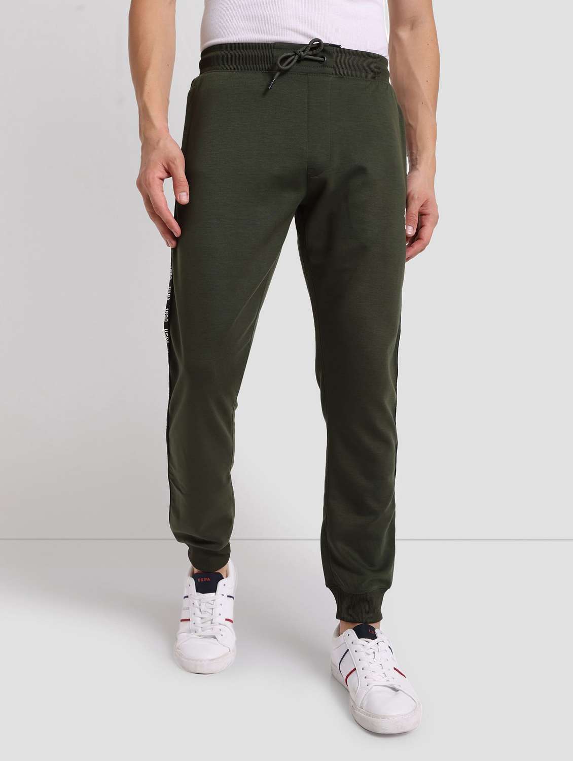 Green Polyester Joggers Track Pant