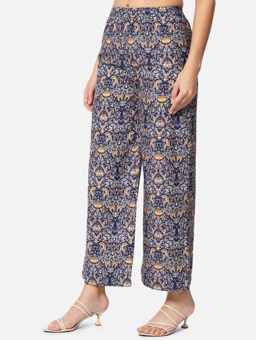 Mid Rise Printed Straight Palazzo