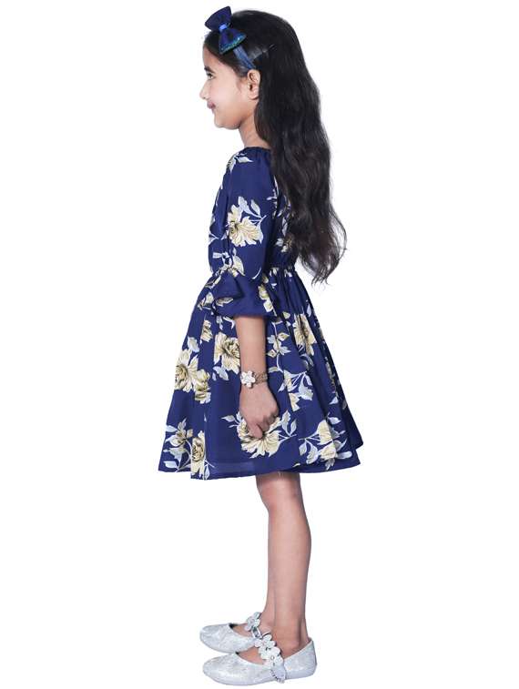 Girls Square Neck Long Sleeves Frock