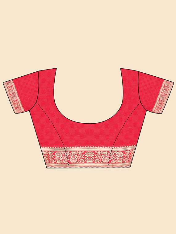 Women's Self Design Red Colored Saree With Blouse