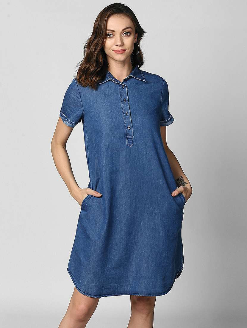 Women's Shirt Solid Dress
