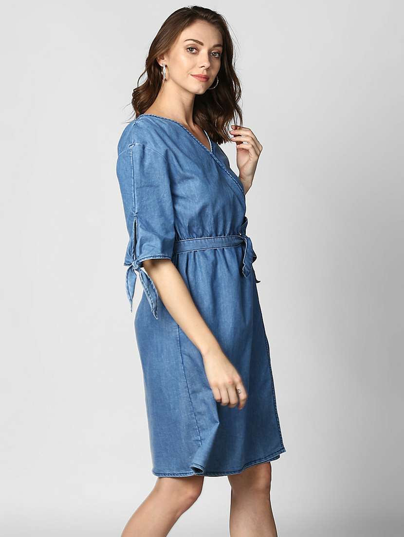 Women's Wrap Solid Dress
