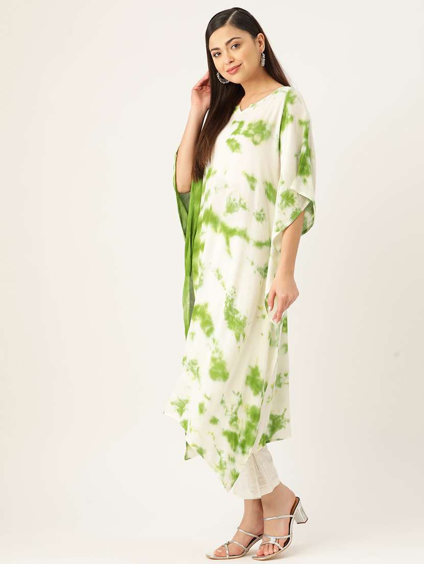 Tie And Dye Notch Neck Kaftan