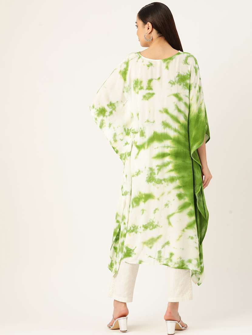 Tie And Dye Notch Neck Kaftan