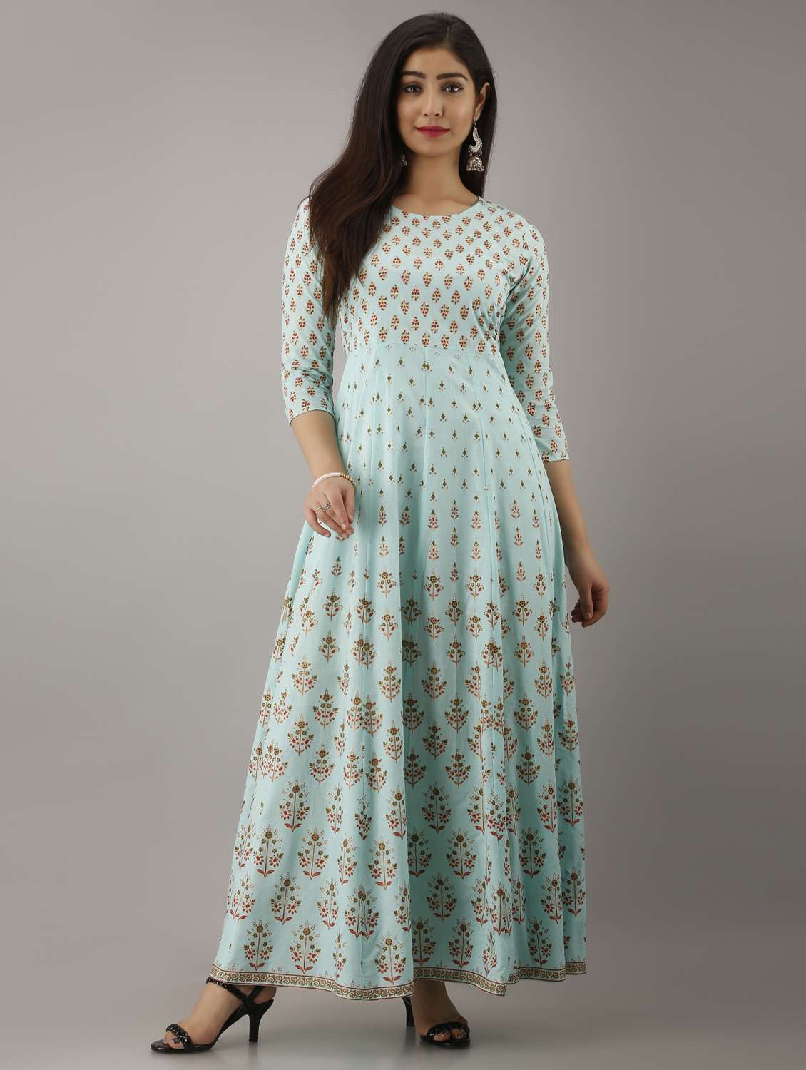 Round Neck Printed Anarkali Kurta