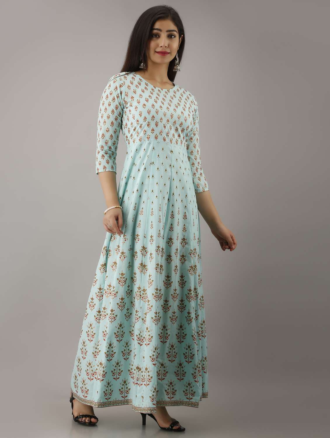 Round Neck Printed Anarkali Kurta