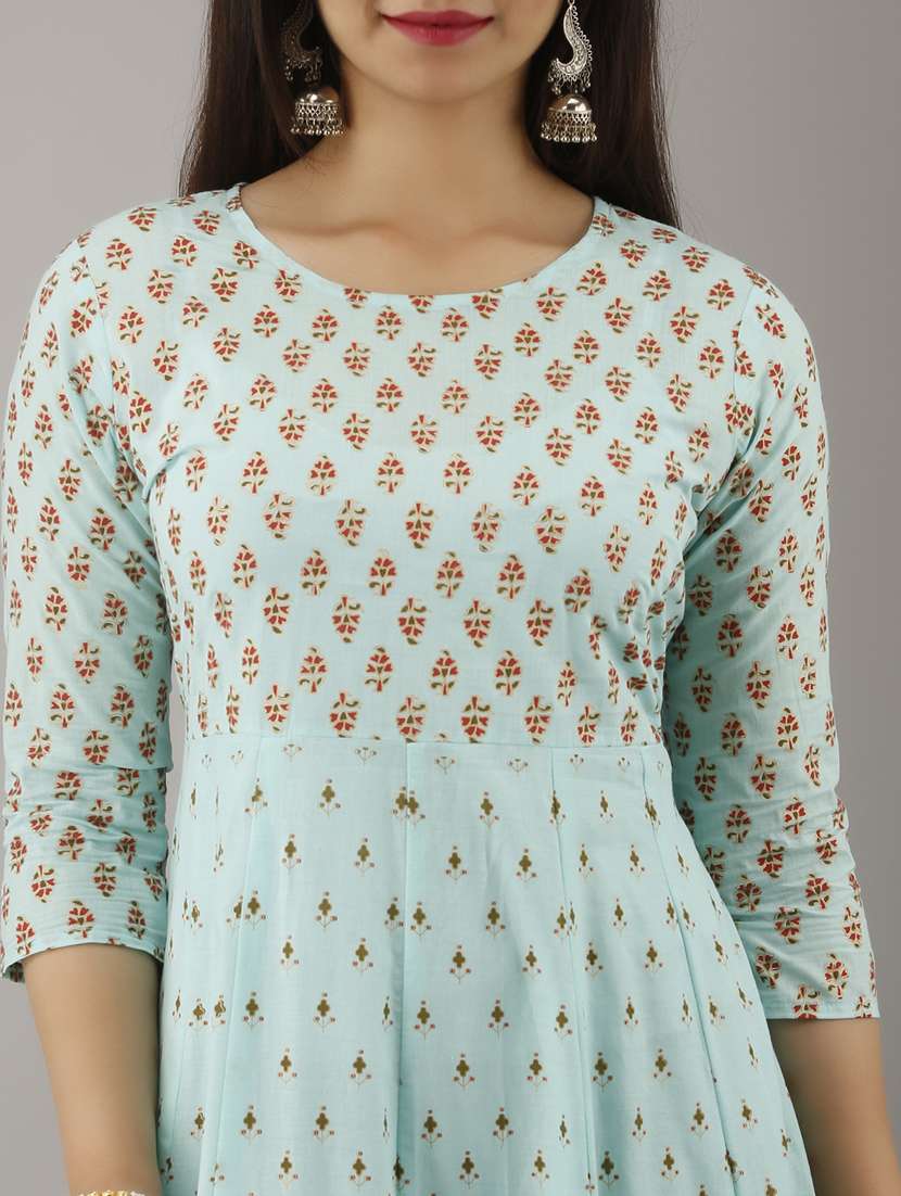 Round Neck Printed Anarkali Kurta
