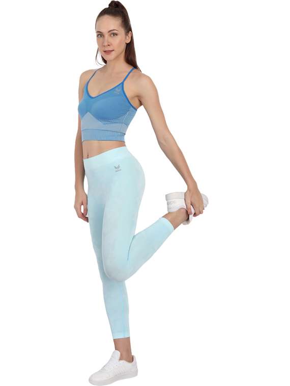 Blue Striped Full Coverage Sports Bra