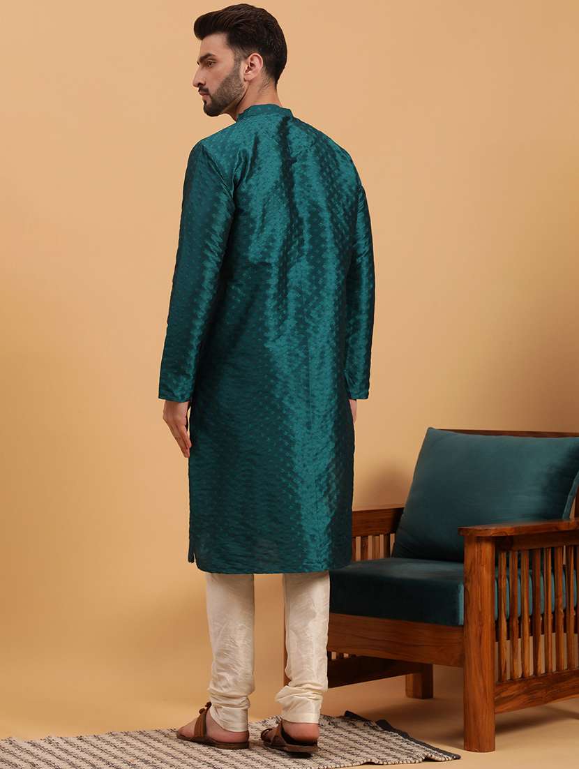Men Self Design Kurta Churidar Ethnic Wear Set