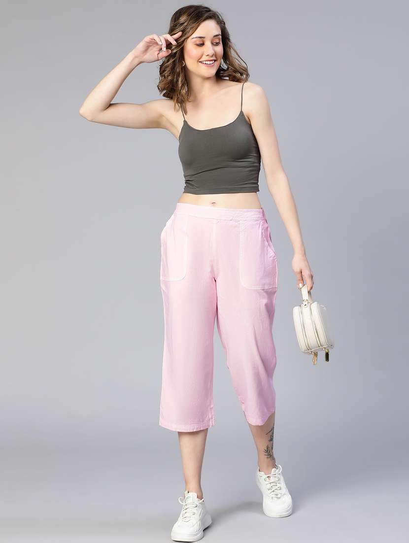 Solid Rosewater Pink Flat Front Trouser
