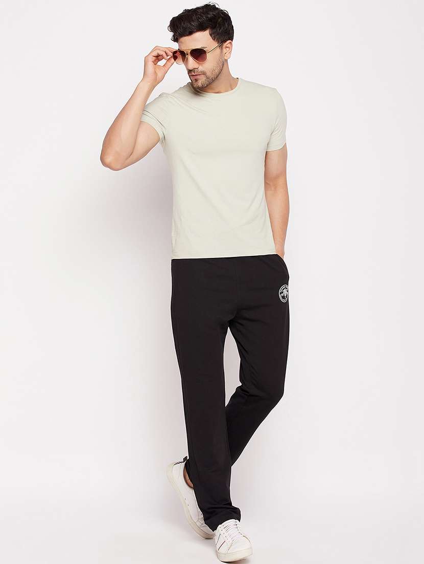Men Drawstring Waist Solid Full Length Track Pant