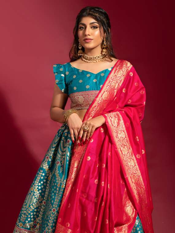Self Designed Embroidered Flared Lehenga