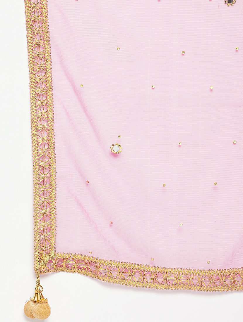 Ethnic Motifs Sequined With Gota Patti Net Dupatta