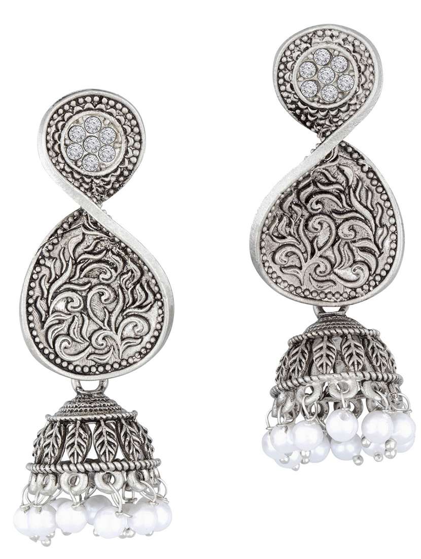 Silver Alloy Jhumka Earring