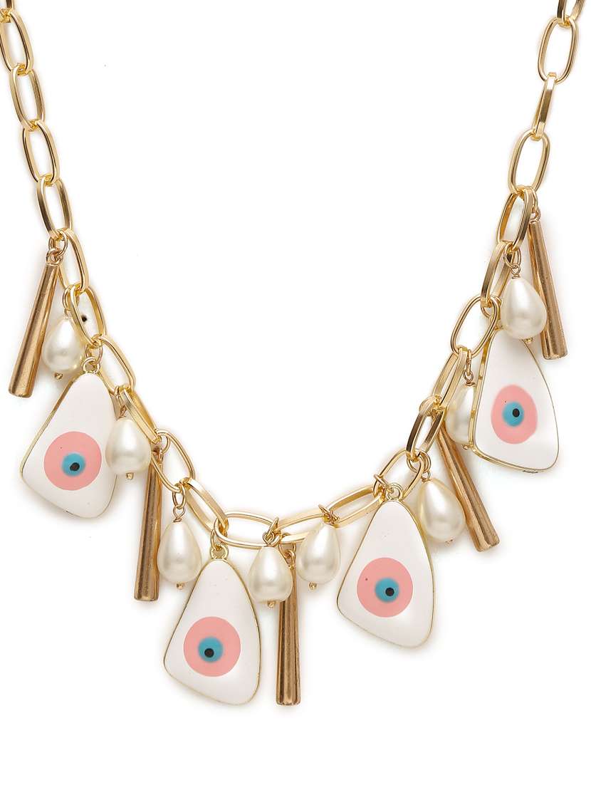 Multi Colored Metal Short Necklace