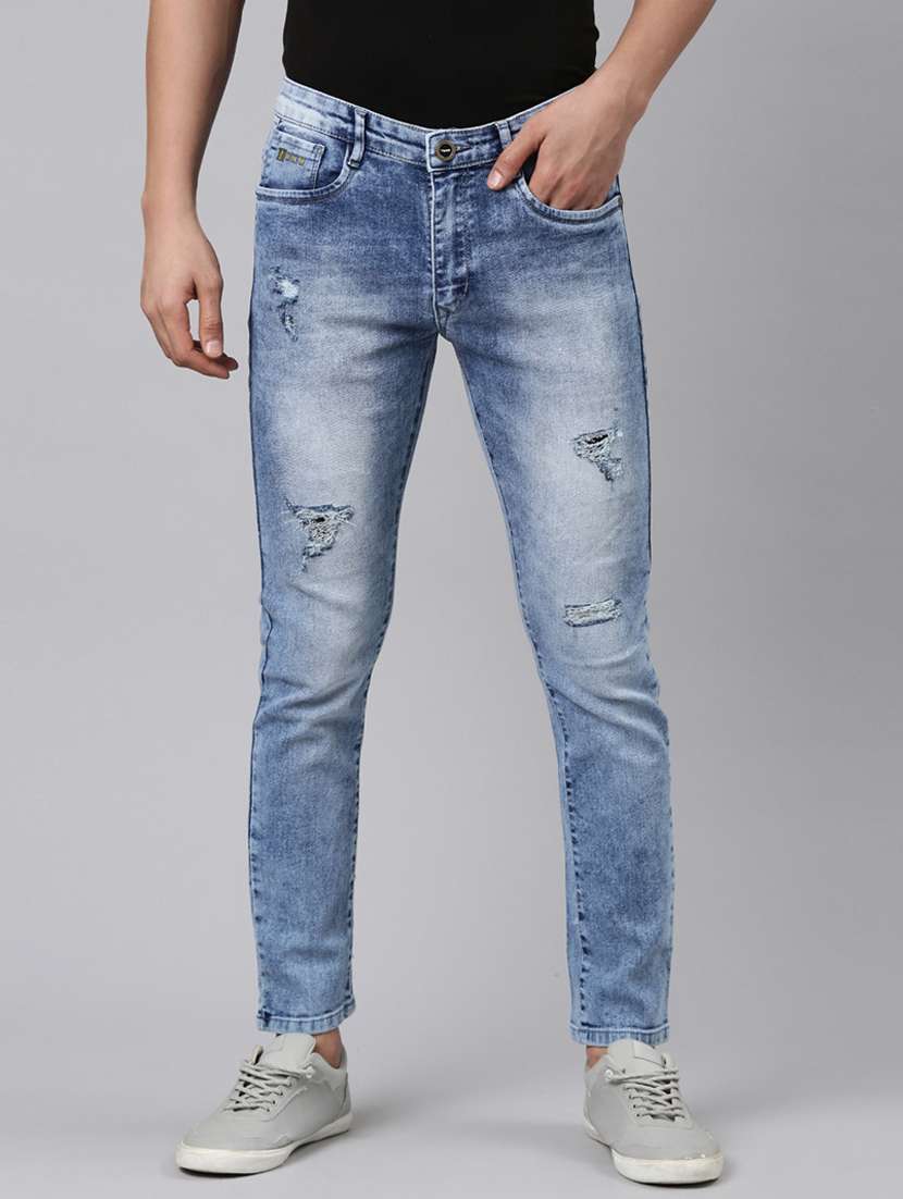 Mens Slim Fit Distressed Jeans