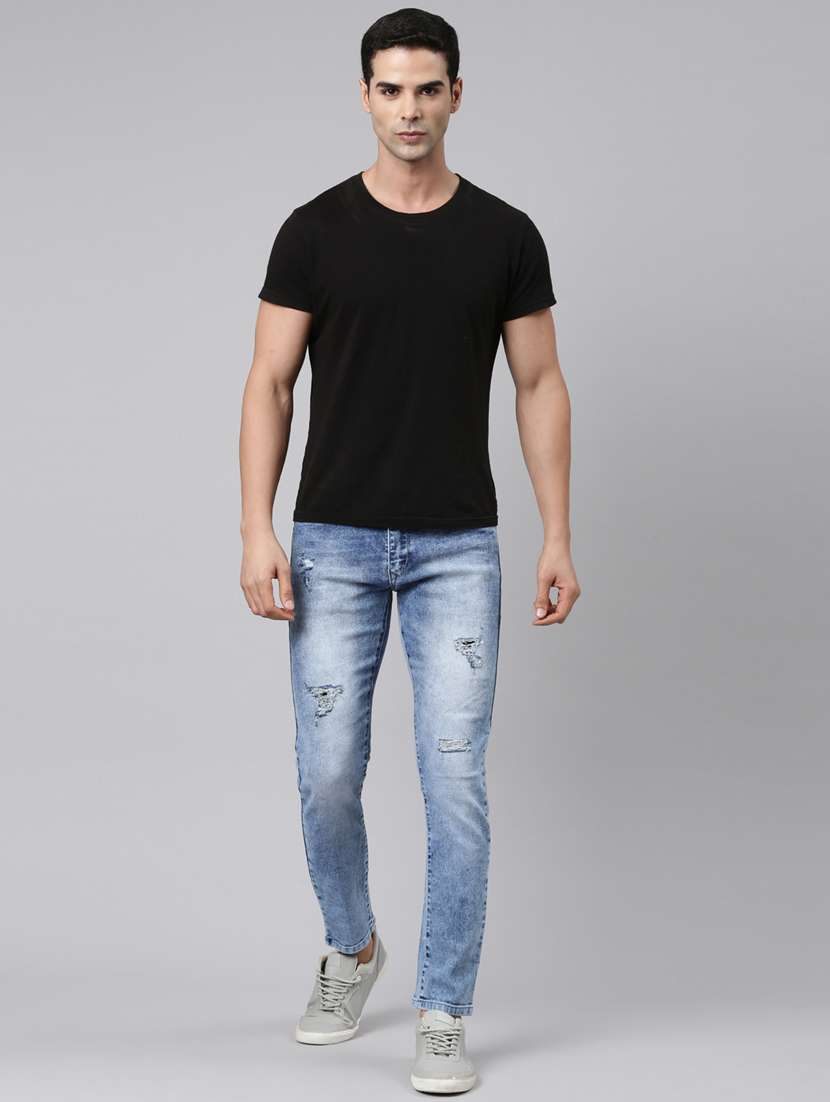 Mens Slim Fit Distressed Jeans