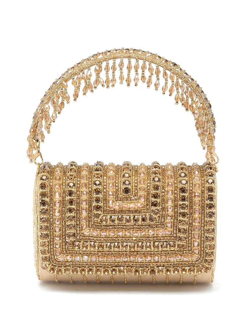 Nude Suede Fold Over Clutch