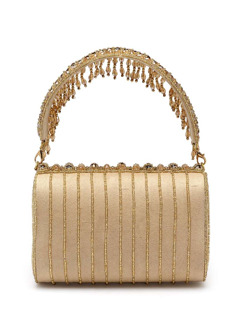 Nude Suede Fold Over Clutch