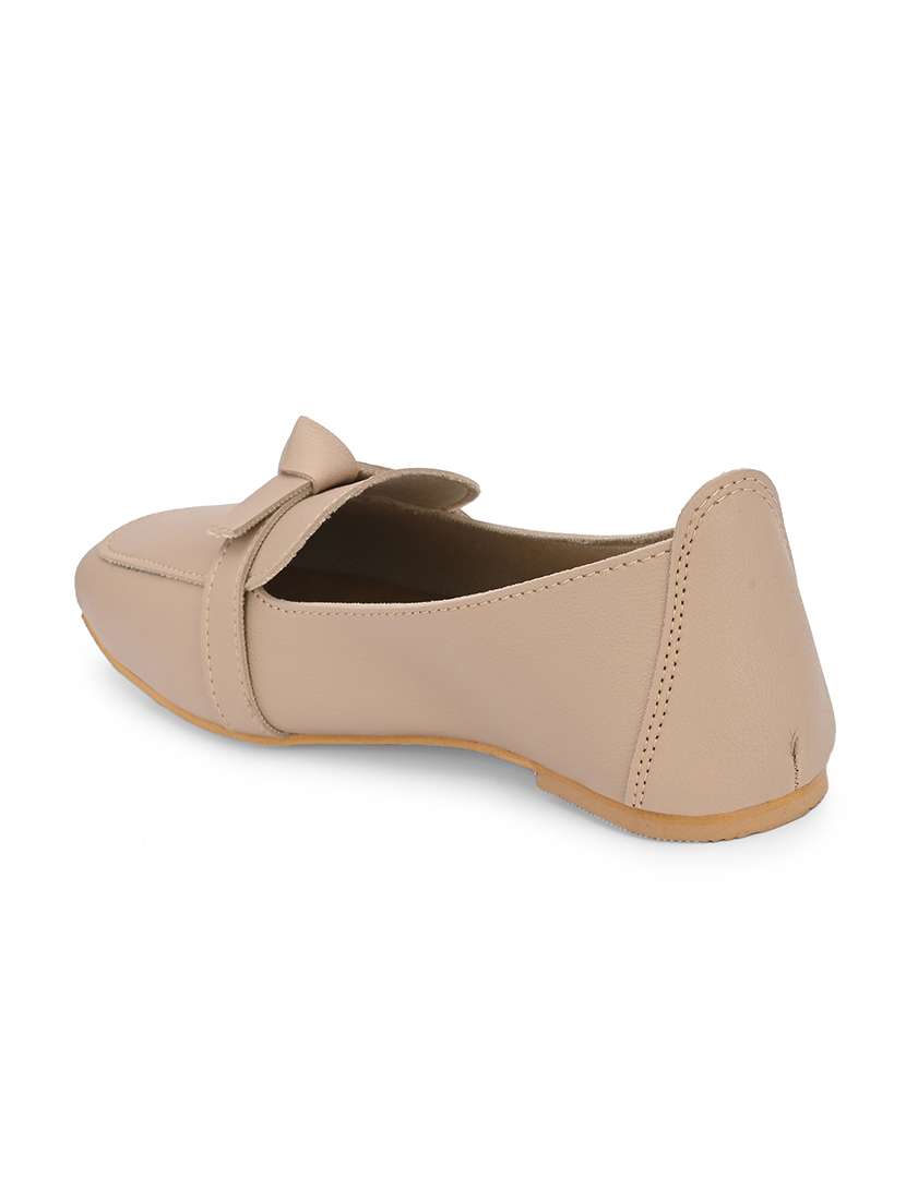 Beige Synthetic Slip On Loafers