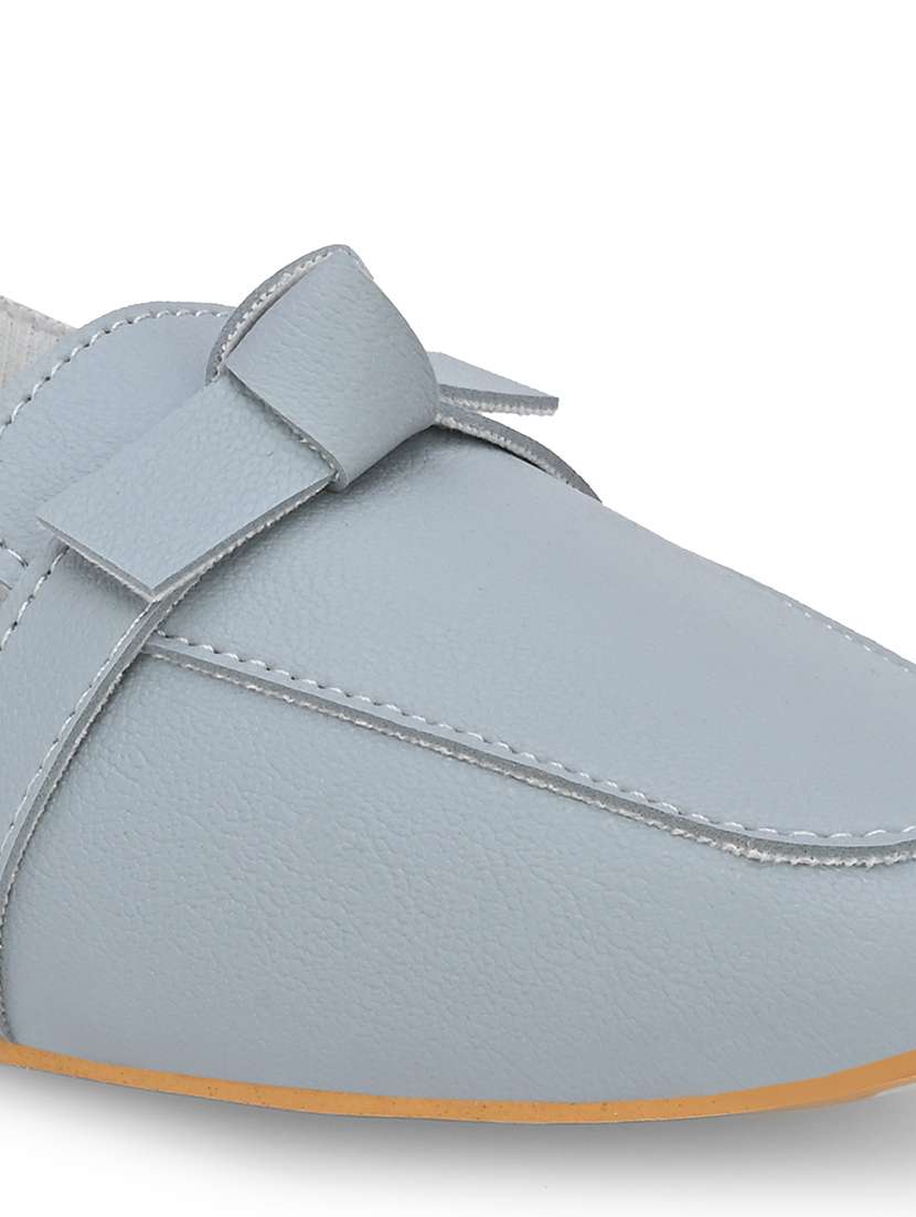 Grey Synthetic Slip On Loafers
