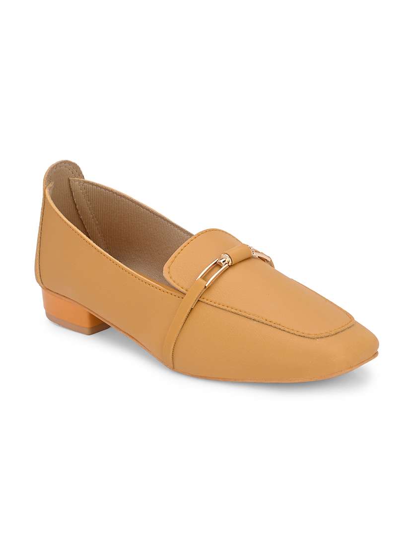 Yellow Synthetic Slip On Loafers