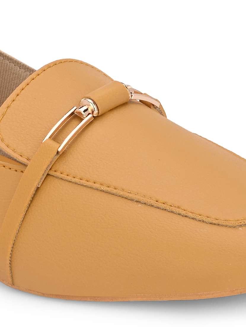 Yellow Synthetic Slip On Loafers
