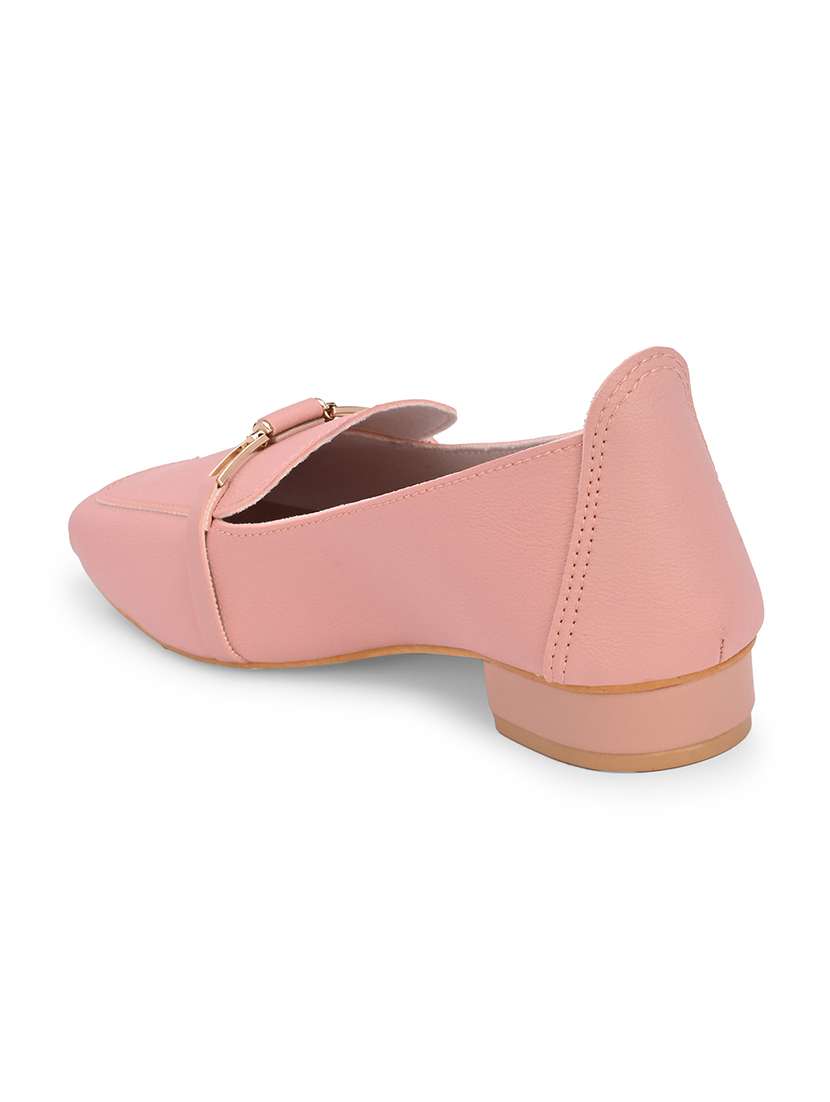 Pink Synthetic Slip On Loafers