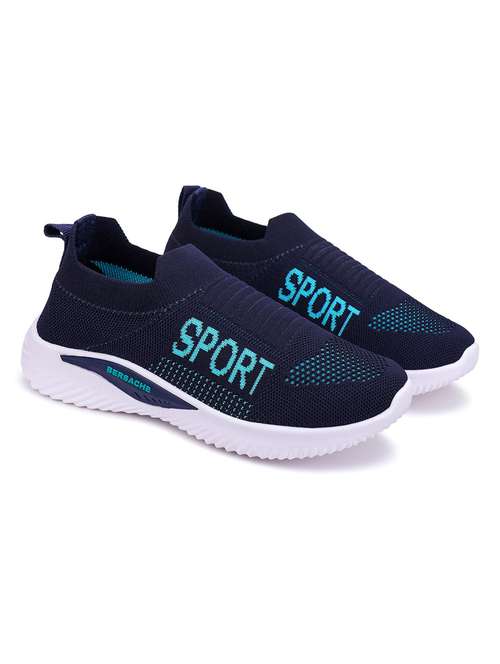 blue solid slip-on sports shoes