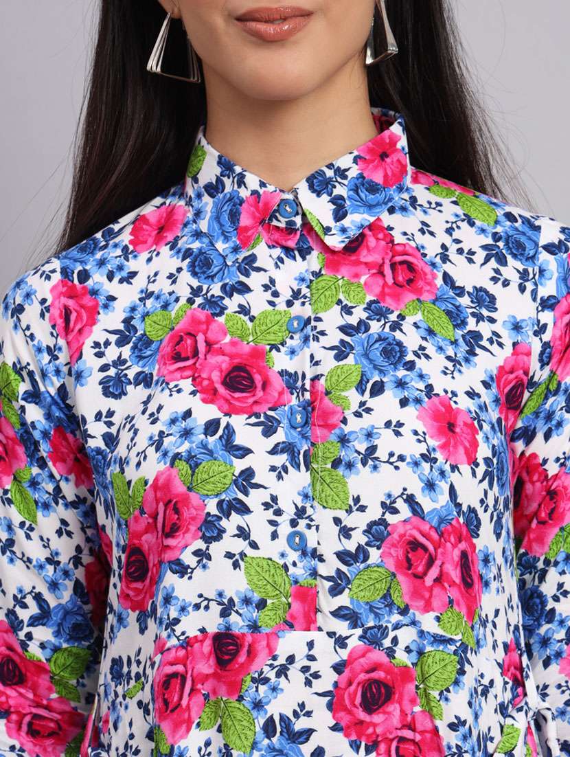 Floral Printed Fit & Flared Ethnic Dress