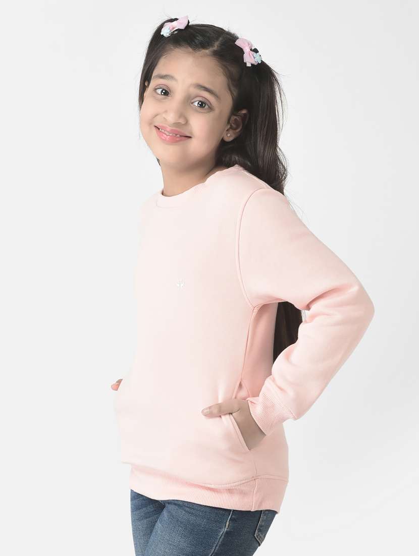 Girls Peach Cotton Blend Sweatshirt