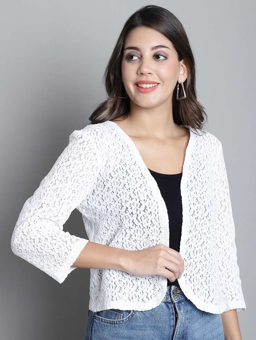 white cotton blend short shrug