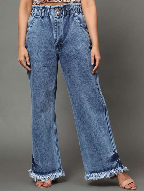 women's plain wide leg jeans