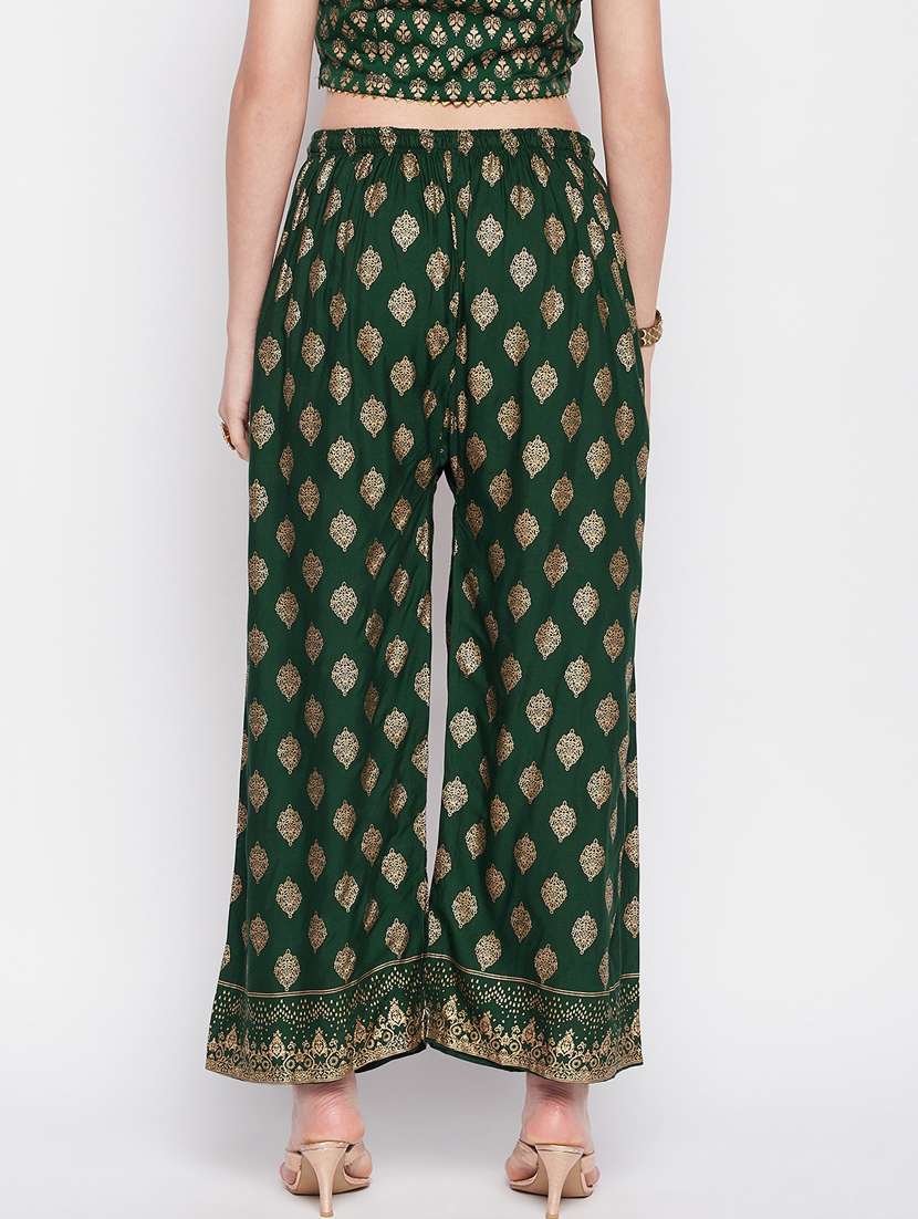 Green Foil Print Palazzo