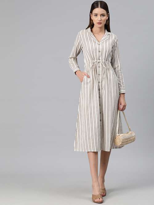 Optic White Stripes Shirt Dress