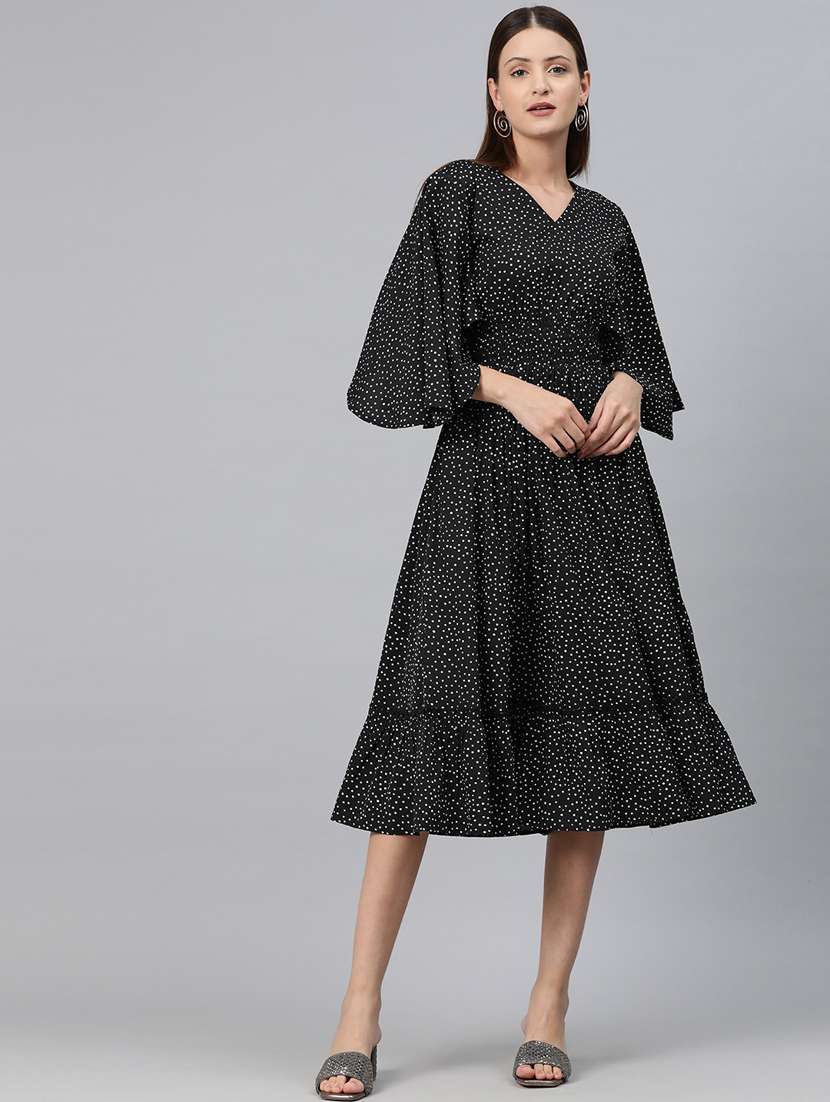 Black Polka Dots Fit & Flare Dress