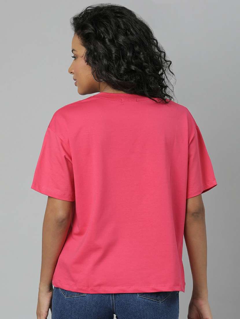 Women Pink Graphic Boxy T Shirt