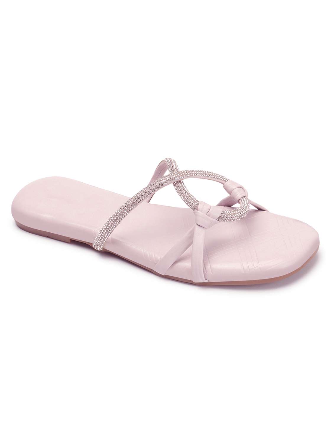 Lavender Synthetic Slip On Sandals