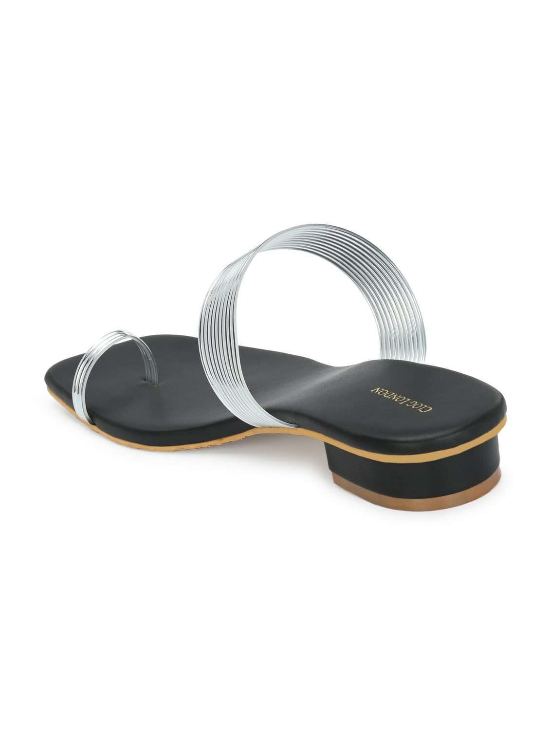 Silver Synthetic Slip On Sandals