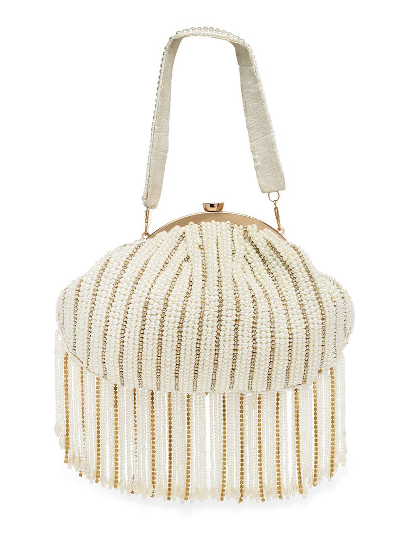 Embellished Faux Silk Box Clutch