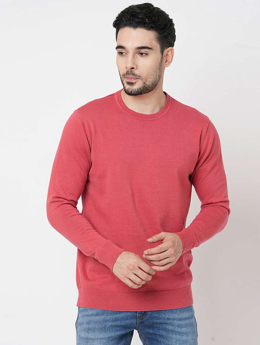 Peach Cotton Plain Sweatshirt