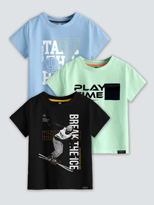 Boys Pack Of 3 Round Neck T Shirts