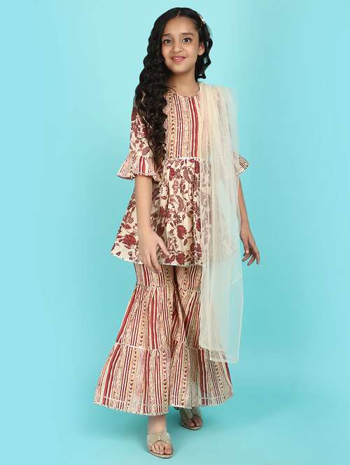 Cream Cotton Blend Suit Set