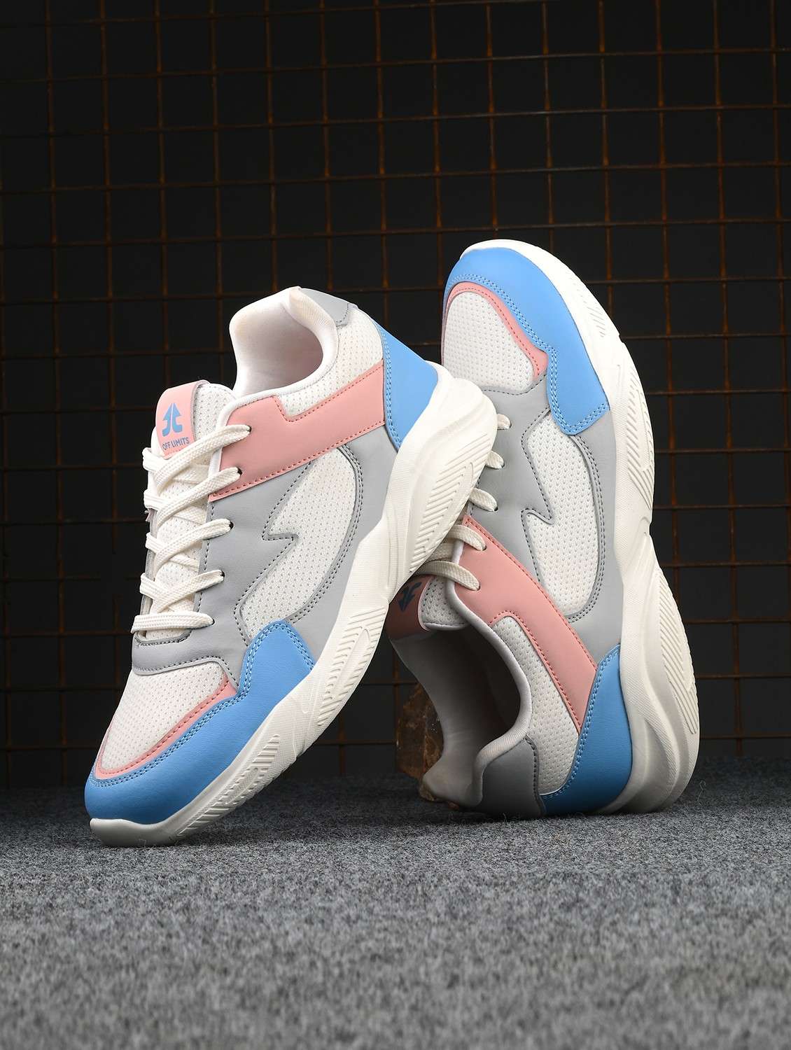 Multi Colored Mesh Laceup Sports Shoes