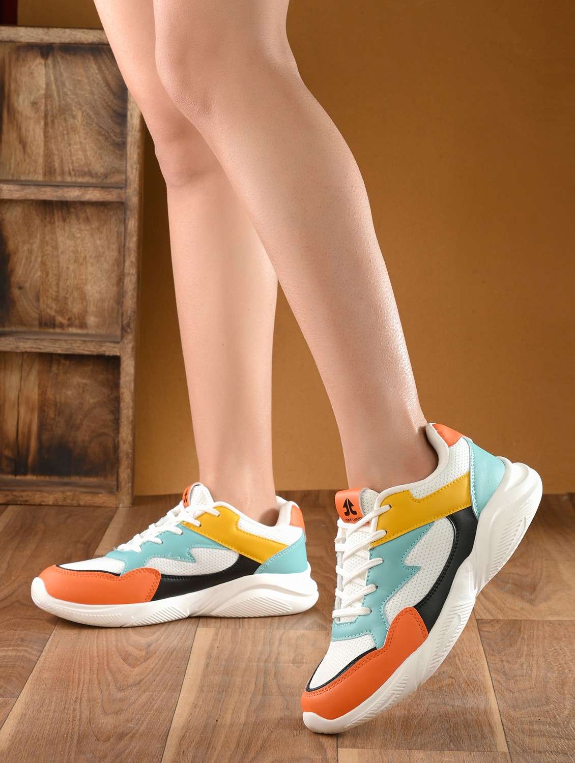 Multi Colored Mesh Laceup Sports Shoes