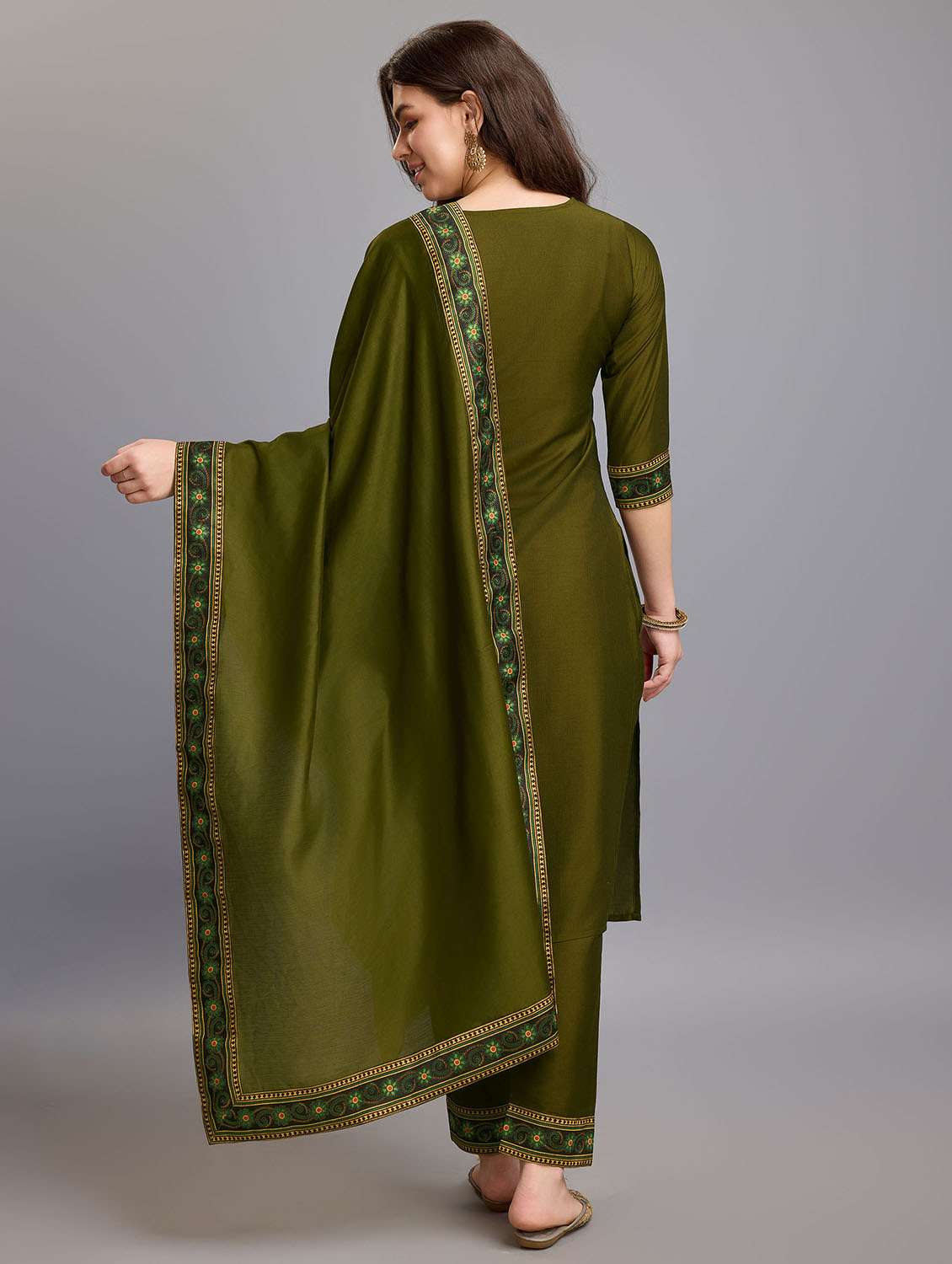 Women Placement Print Kurta Pant Set With Dupatta