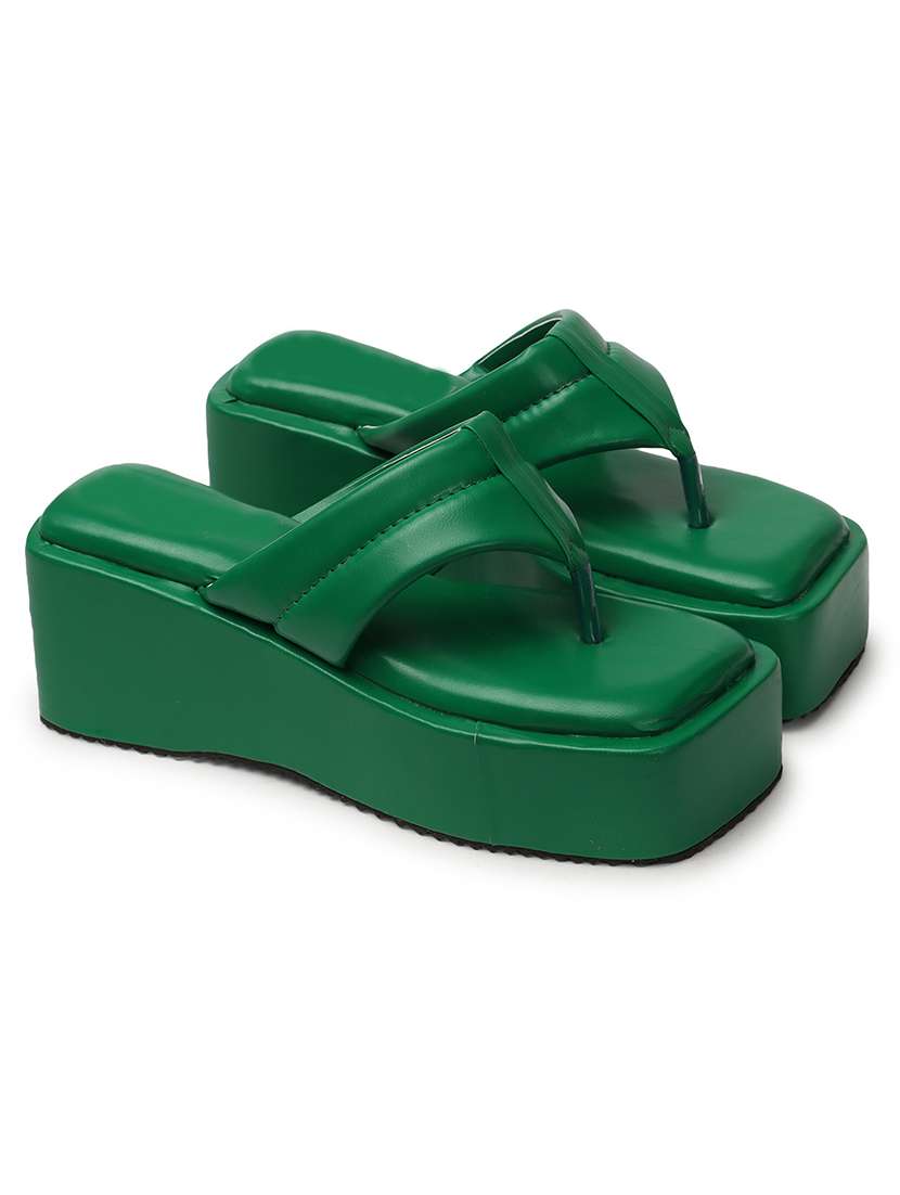 Green T Strap Wedge