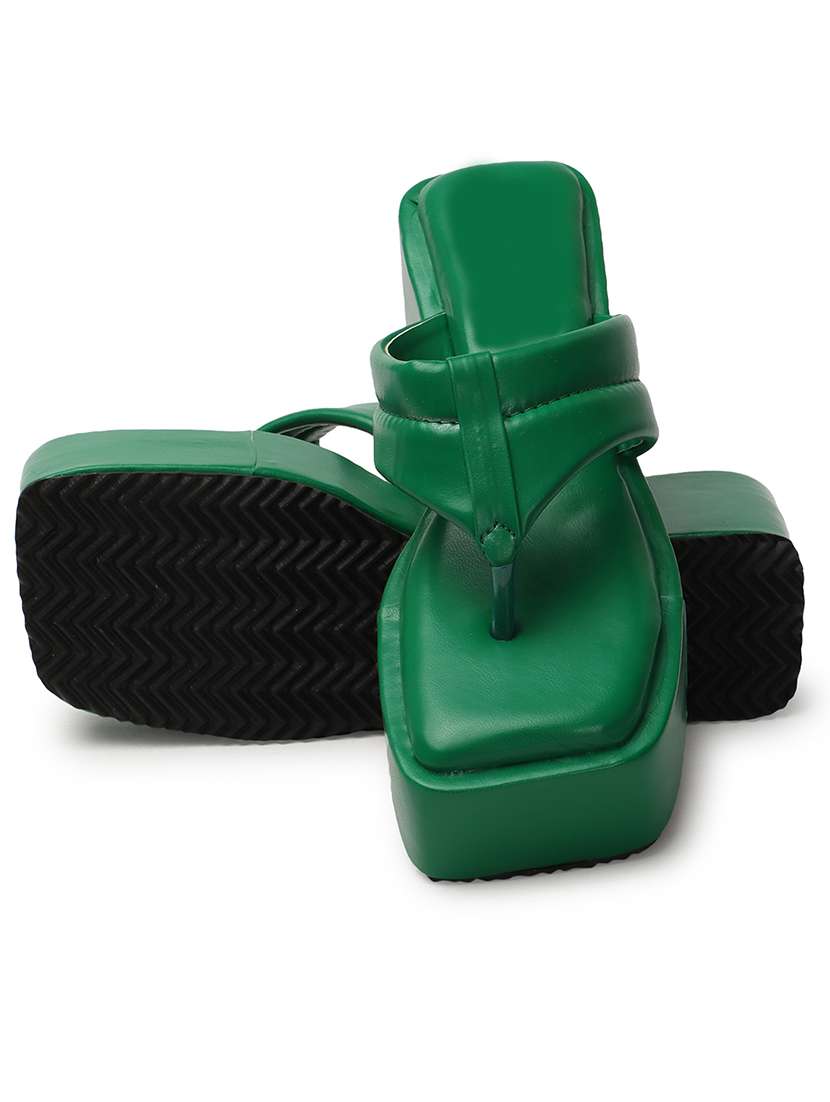 Green T Strap Wedge