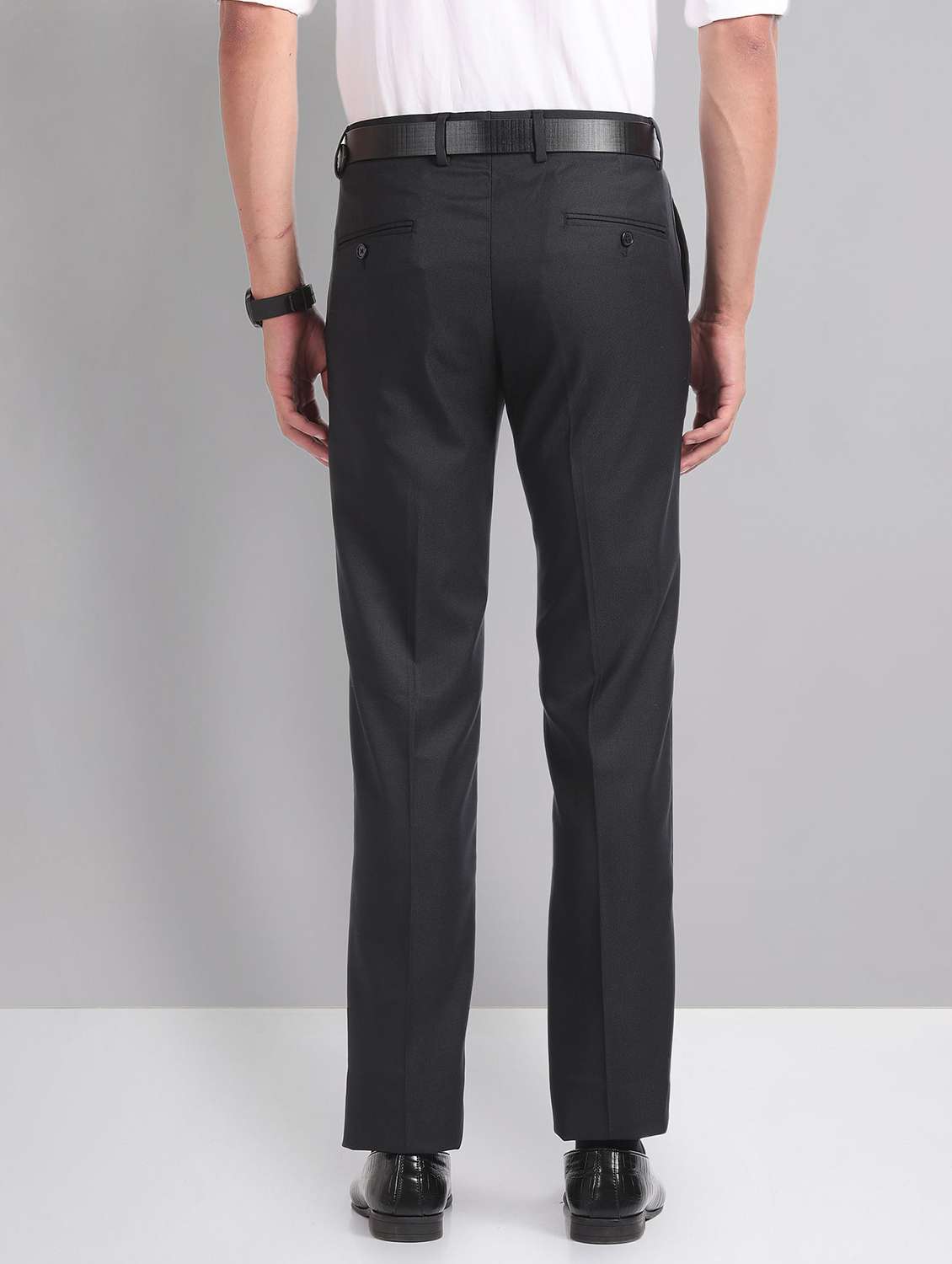 Men Mid Rise Solid Formal Trouser